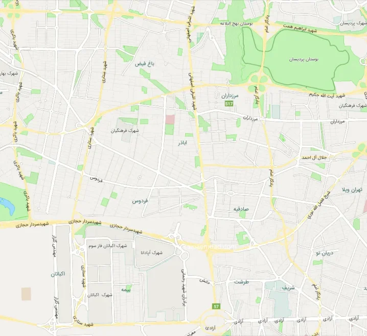 محدوده پوشش امداد پنچرگیری صادقیه